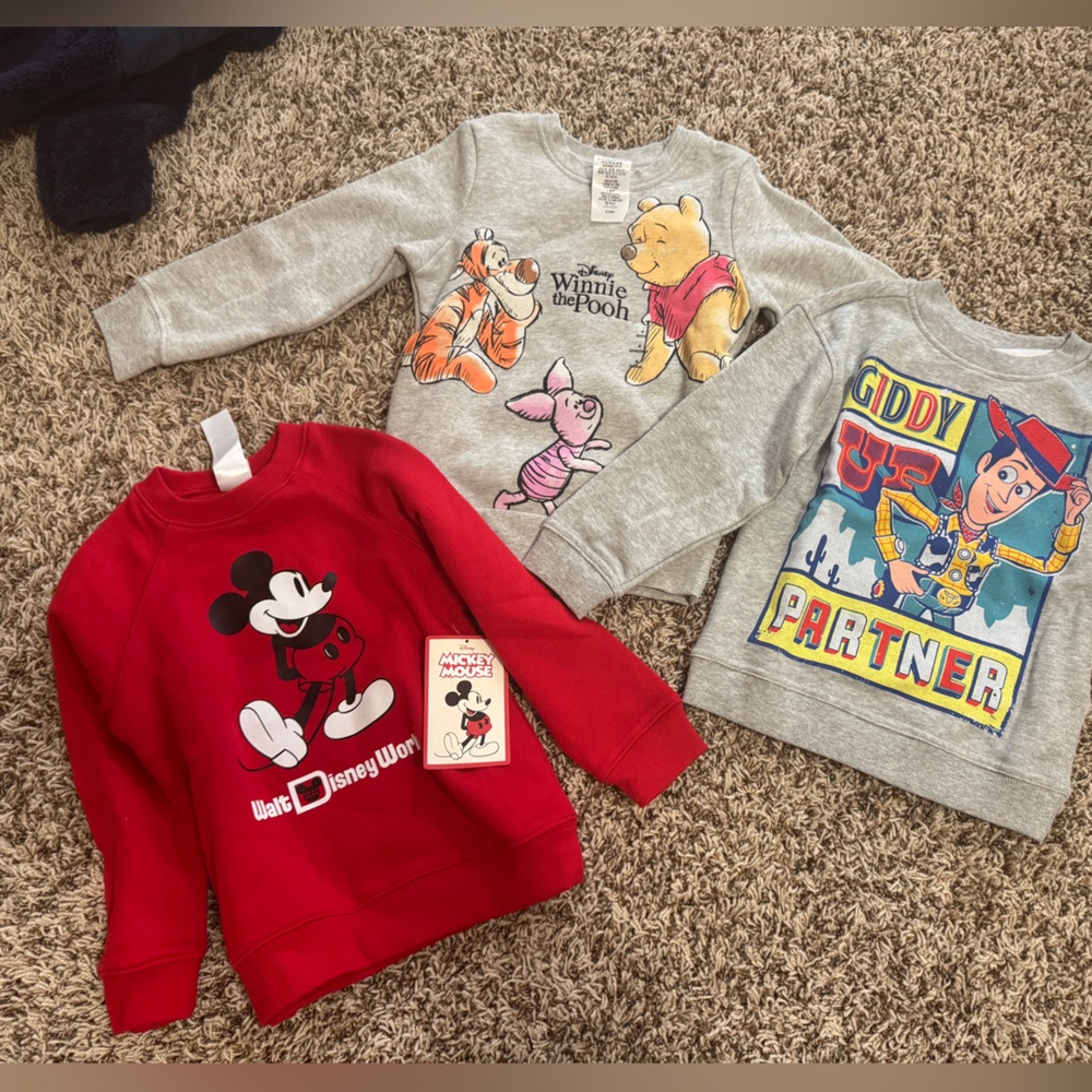 NWT!! Disney Kids Sweatshirt Bundle - 4T/XS